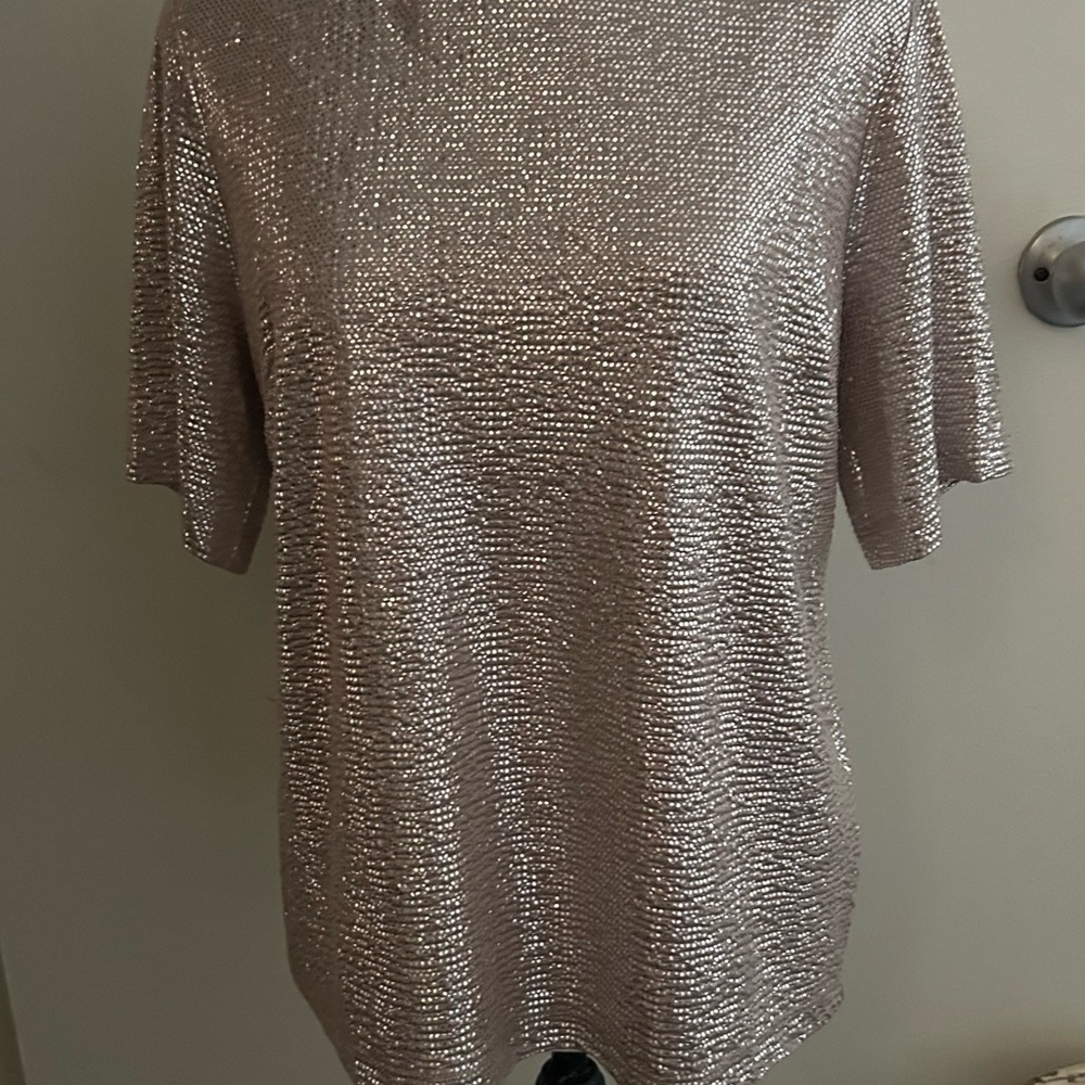 Monteau Los Angeles Metallic Short Sleeve Top